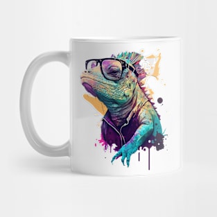 Funny Iguana With Glasses Colorful Iguana Art Mug